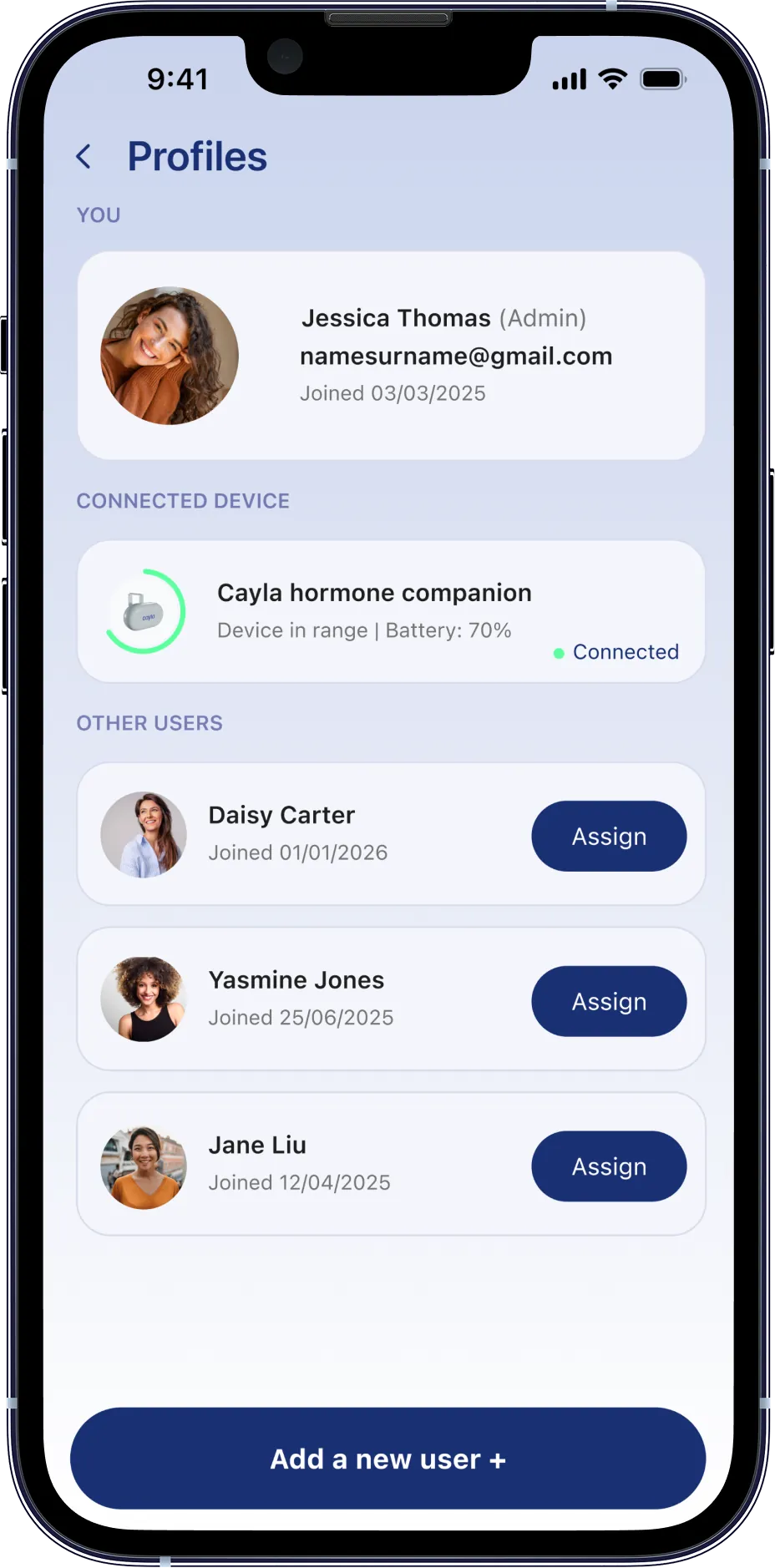 Cayla App Home UI